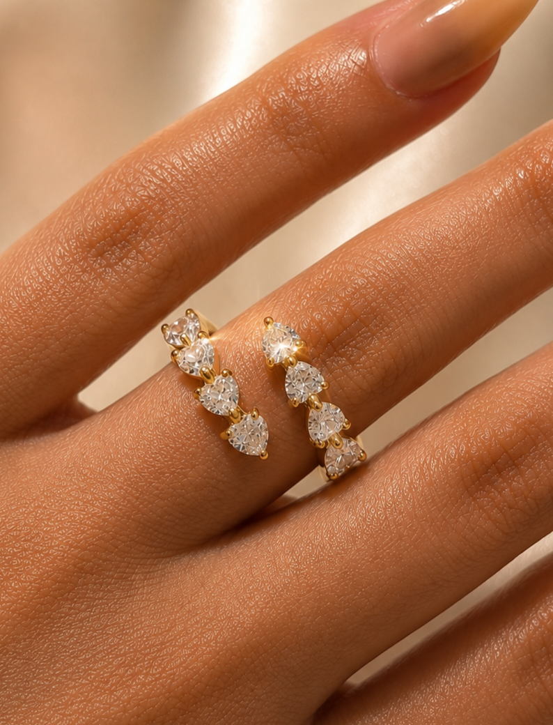 Four of Hearts Adjustable Ring